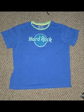 Hard Rock Cafe Blue Tee with Green Trim